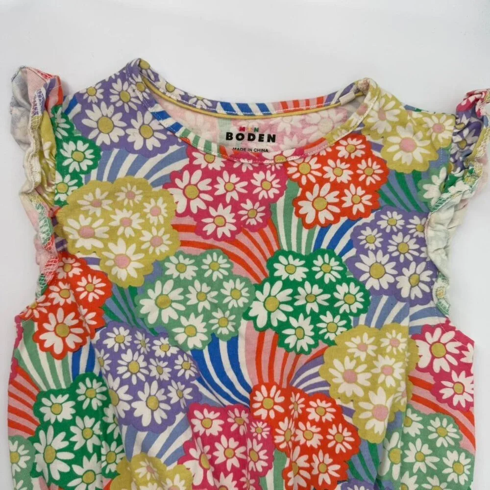 Mini Boden Colorful Flowers Dress Sz 9-10